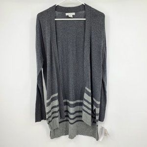 NWT Liz Claiborne Long Sleeved Split Hem Open Front Grey Cardigan Small